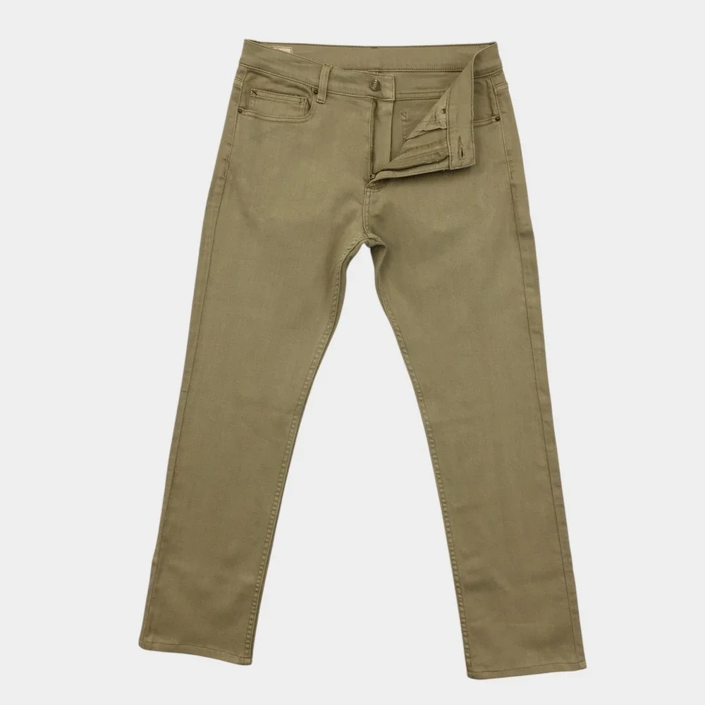 Marine Layer Mens Khaki Tan Straight Leg Stretch Cotton Chino Pants 33x30